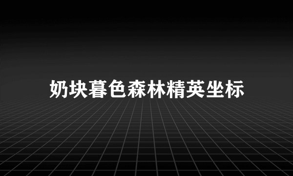 奶块暮色森林精英坐标
