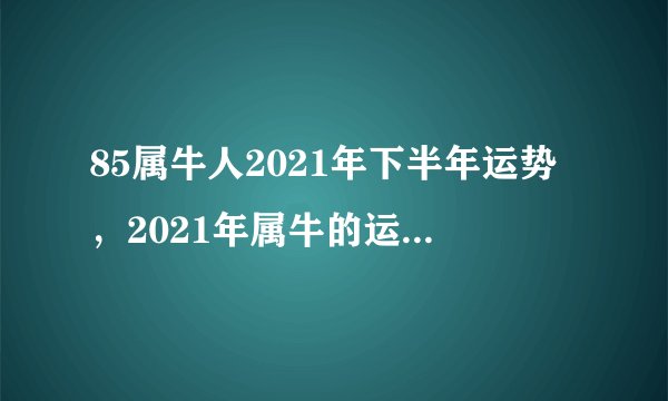 85属牛人2021年下半年运势，2021年属牛的运势和财运