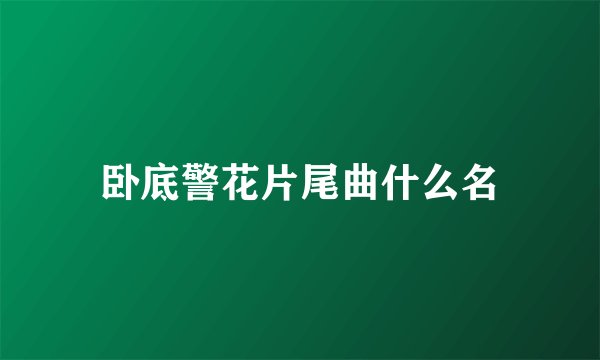 卧底警花片尾曲什么名