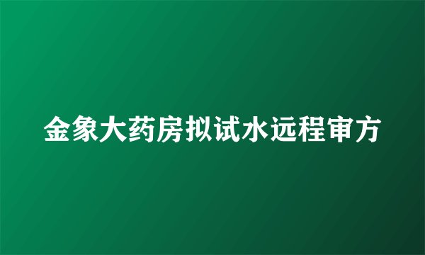 金象大药房拟试水远程审方