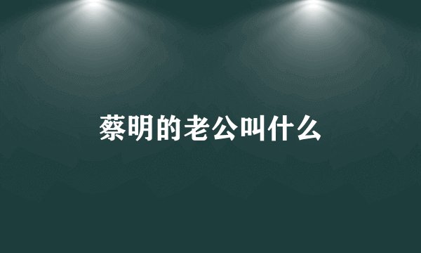 蔡明的老公叫什么