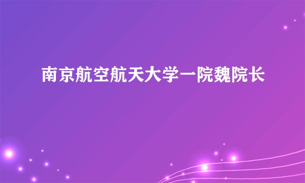 南京航空航天大学一院魏院长