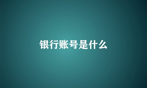 银行账号是什么