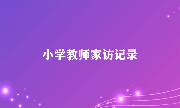 小学教师家访记录