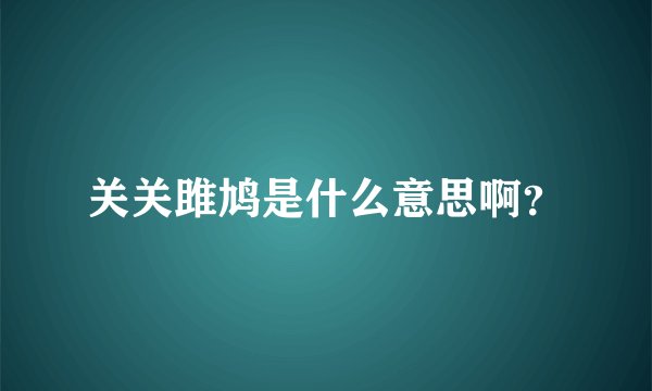 关关雎鸠是什么意思啊？