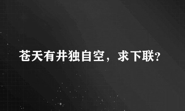 苍天有井独自空，求下联？