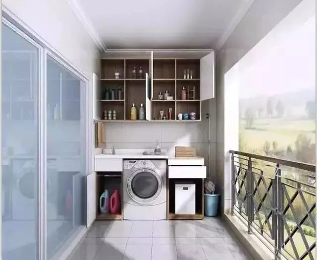 原来阳台要这样装，一下解决两个问题，洗衣、收纳两全其美！