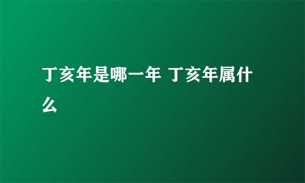 丁亥年是哪一年 丁亥年属什么