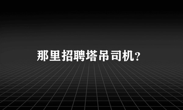 那里招聘塔吊司机？