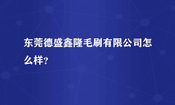 东莞德盛鑫隆毛刷有限公司怎么样？