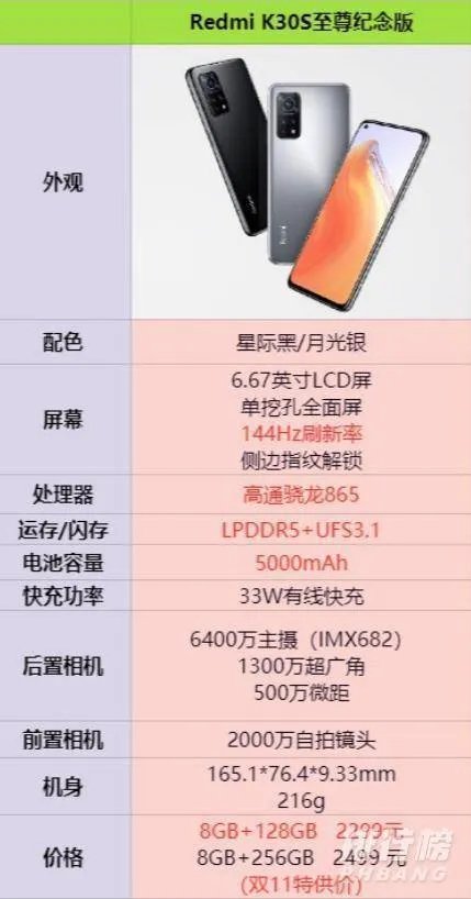 红米k30s至尊纪念版参数配置_红米k30s至尊纪念版参数详情