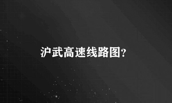 沪武高速线路图？