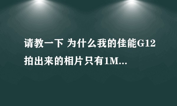 请教一下 为什么我的佳能G12拍出来的相片只有1MB多点？