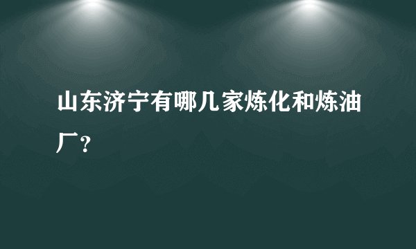 山东济宁有哪几家炼化和炼油厂？