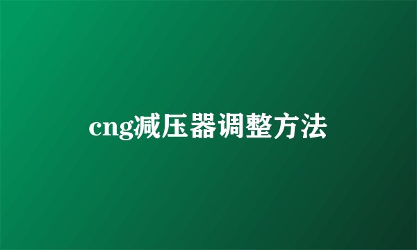 cng减压器调整方法