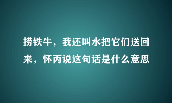 捞铁牛，我还叫水把它们送回来，怀丙说这句话是什么意思