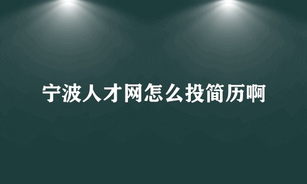 宁波人才网怎么投简历啊