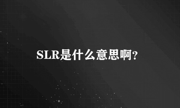 SLR是什么意思啊？