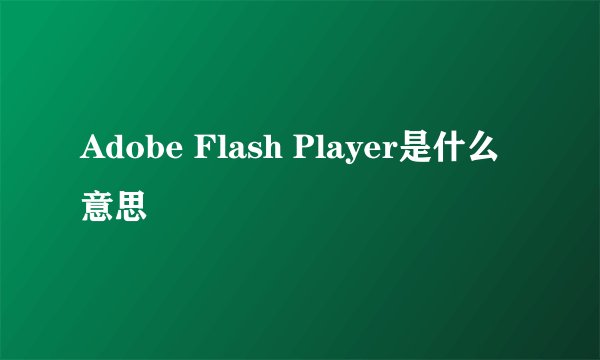 Adobe Flash Player是什么意思