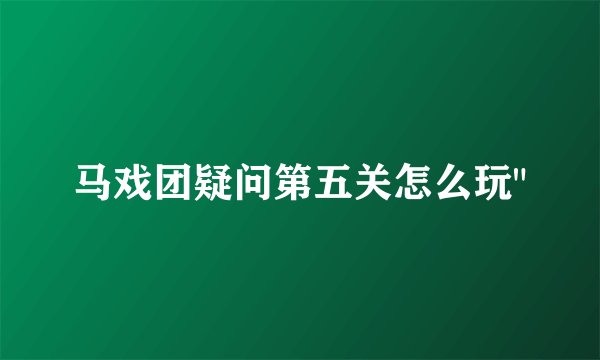 马戏团疑问第五关怎么玩