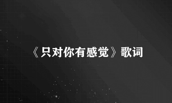 《只对你有感觉》歌词