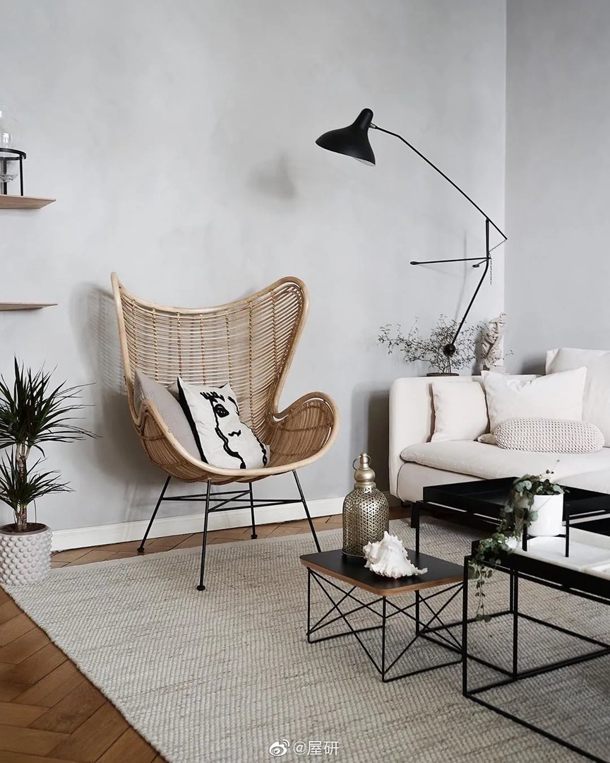 舒适家，木质、藤编家具增添自然质感ins：tthese_be...