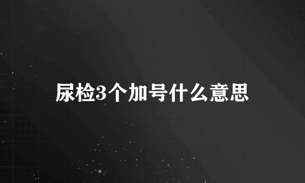 尿检3个加号什么意思