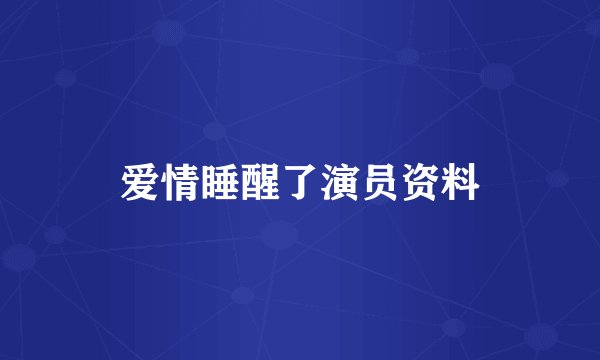 爱情睡醒了演员资料