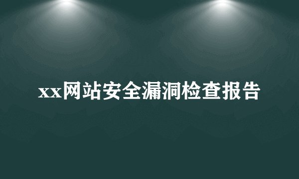 xx网站安全漏洞检查报告