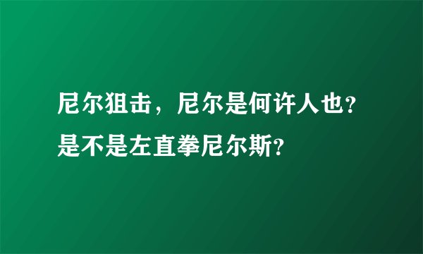 尼尔狙击，尼尔是何许人也？是不是左直拳尼尔斯？