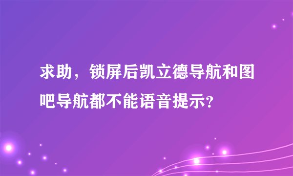 求助，锁屏后凯立德导航和图吧导航都不能语音提示？