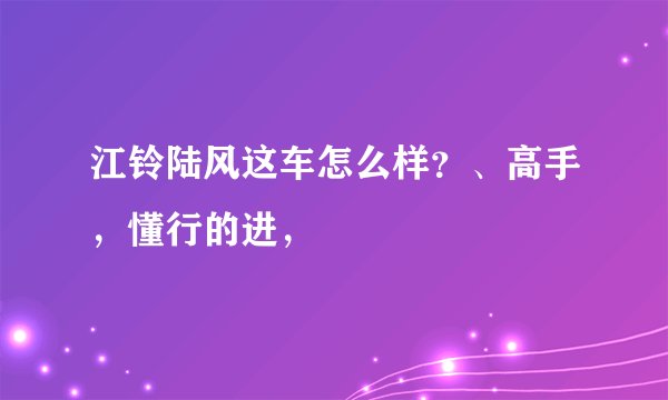 江铃陆风这车怎么样？、高手，懂行的进，