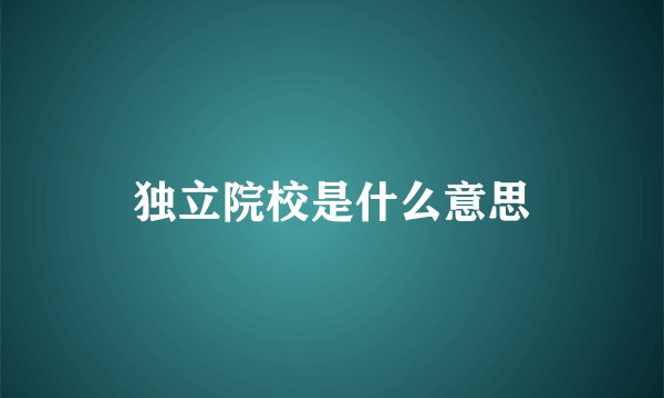 独立院校是什么意思