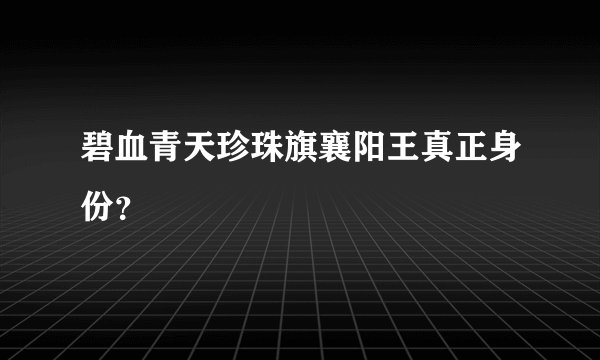 碧血青天珍珠旗襄阳王真正身份？
