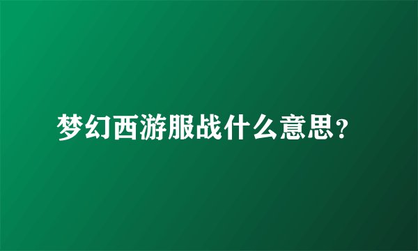 梦幻西游服战什么意思？