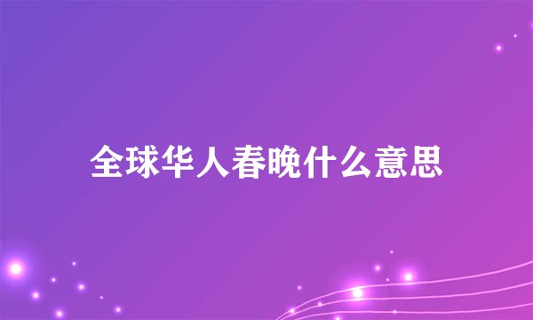 全球华人春晚什么意思