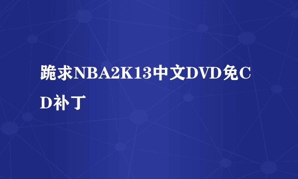 跪求NBA2K13中文DVD免CD补丁