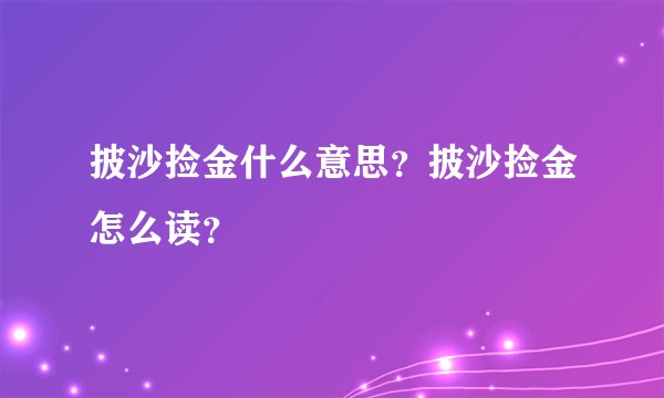 披沙捡金什么意思？披沙捡金怎么读？