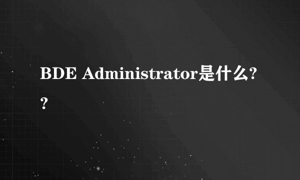BDE Administrator是什么??