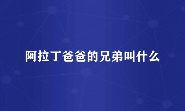 阿拉丁爸爸的兄弟叫什么