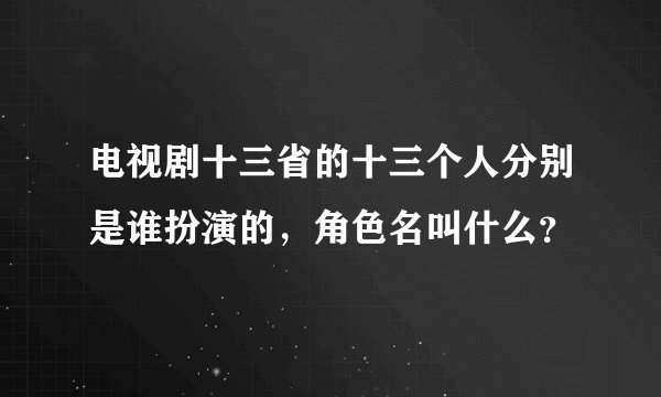 电视剧十三省的十三个人分别是谁扮演的，角色名叫什么？