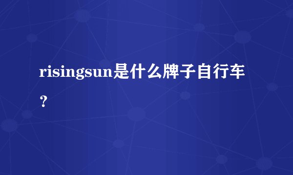 risingsun是什么牌子自行车？