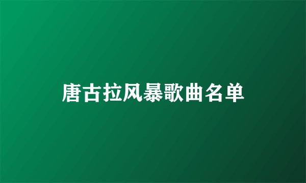唐古拉风暴歌曲名单
