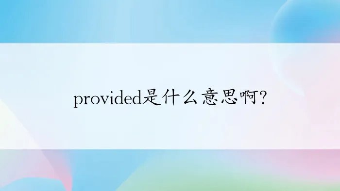 provided是什么意思啊？