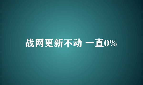 战网更新不动 一直0%