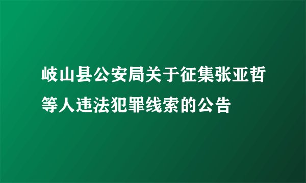 岐山县公安局关于征集张亚哲等人违法犯罪线索的公告