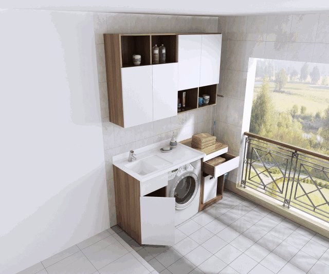 原来阳台要这样装,一下解决两个问题,洗衣、收纳两全其美!