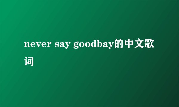 never say goodbay的中文歌词