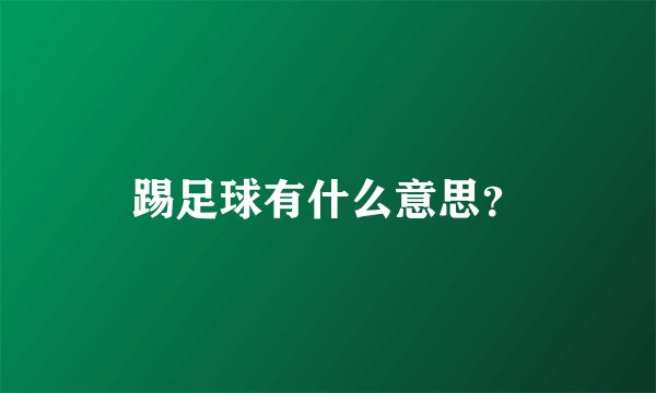 踢足球有什么意思？