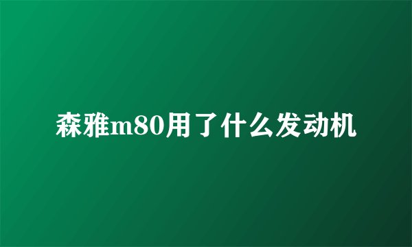 森雅m80用了什么发动机